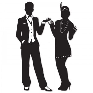 2 X 1920'S GREAT GATSBY LARGE SILHOUETTE CUTOUT DECORATIONS - 94CM