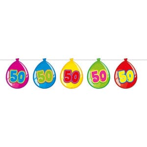 50TH BIRTHDAY BALLOON SHAPES PARTY BANNER - 10M