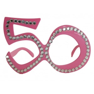 50TH PINK DIAMANTE BIRTHDAY AGE PARTY GLASSES