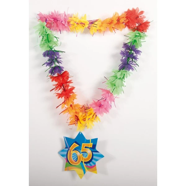 65TH BIRTHDAY HAWAIIAN TINSEL LEI