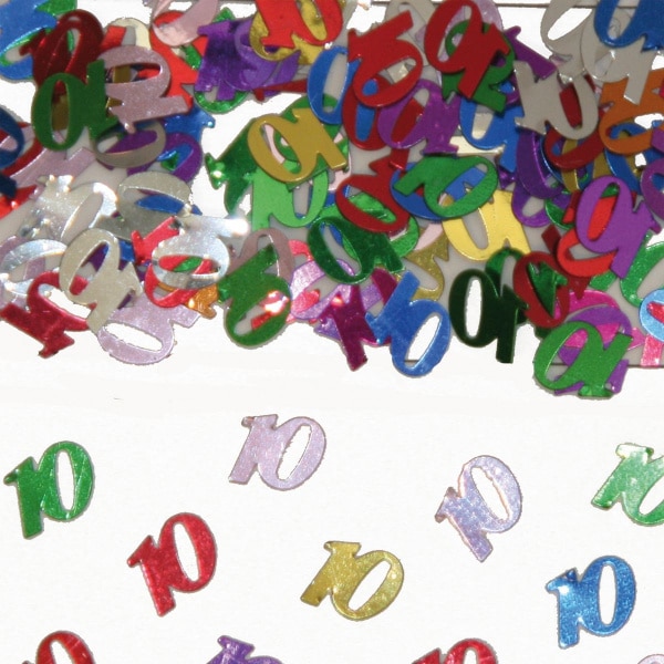 10TH BIRTHDAY MULTICOLOURED METALLIC TABLE CONFETTI - 14G