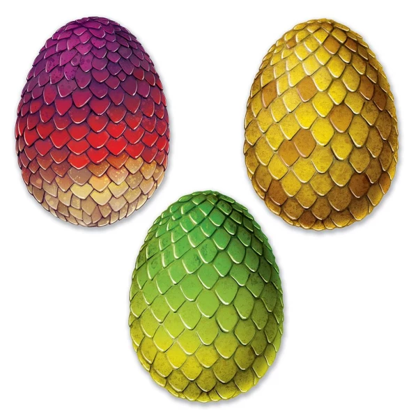 3 X DRAGON EGG FANTASY CUTOUT DECORATIONS - 43CM