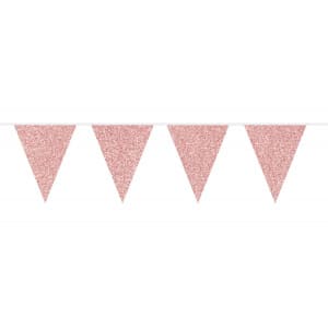 Glitter Finish Rose Gold Shiny Triangle Party Bunting - 6m