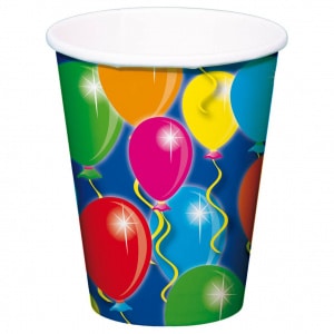 8 x Colourful Balloons Paper Party Cups - 250ml