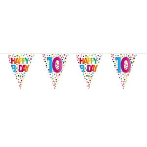 10th Birthday Colourful Polka dot Triangle Party Bunting - 10m