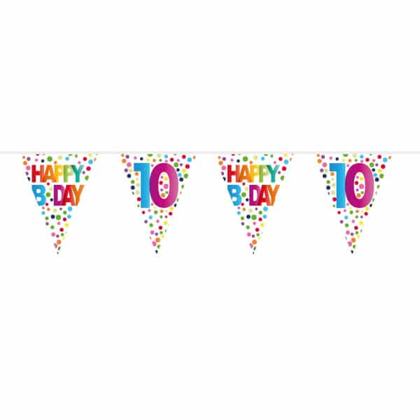 10th Birthday Colourful Polka dot Triangle Party Bunting | More ...