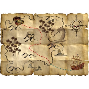 4 x Red Pirate's Treasure Map