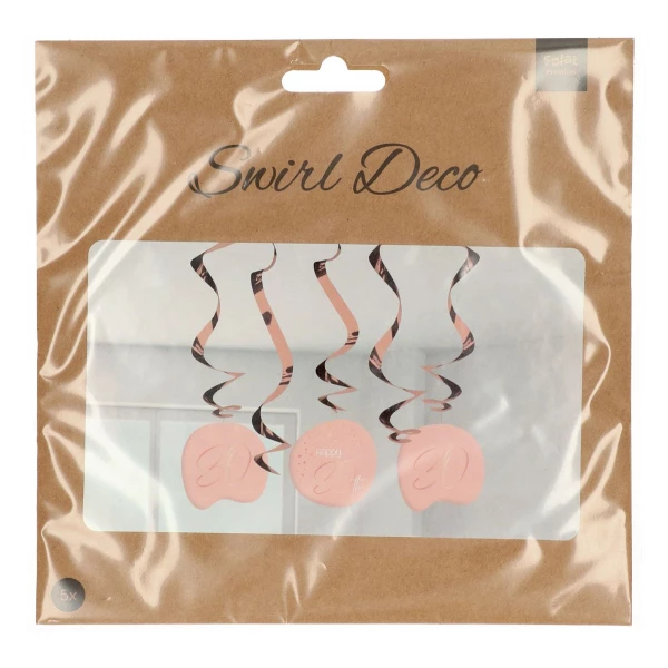 5 x Happy 30th Birthday Elegant Lush Blush Party Whirl Hangers - 75cm