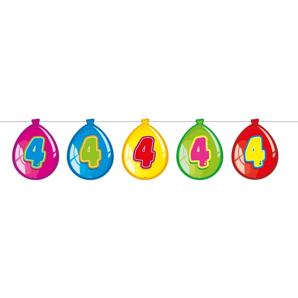 4th Birthday Balloon Shapes Party Banner - 10m