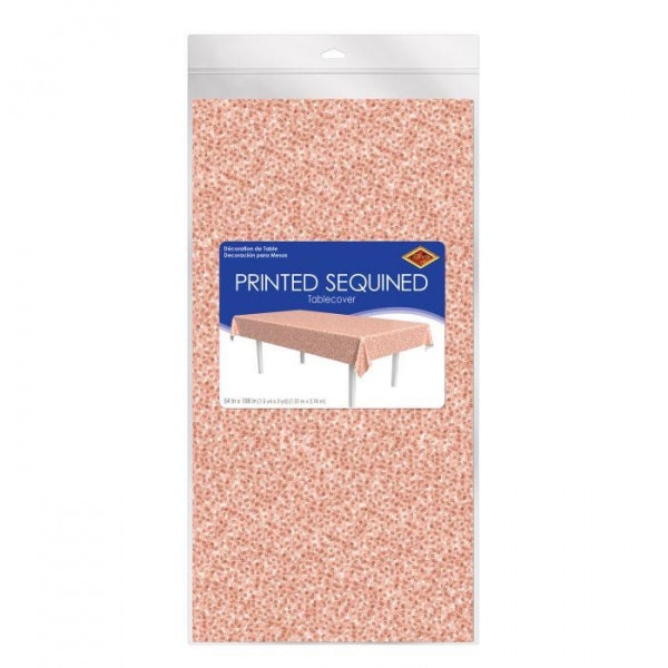 Rose Gold Sequin Pattern Party Tablecloth - 2.75m X 1.37m