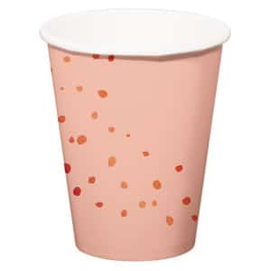 8 x Elegant Lush Blush Paper Pink & Rose Gold Party Cups - 350ml