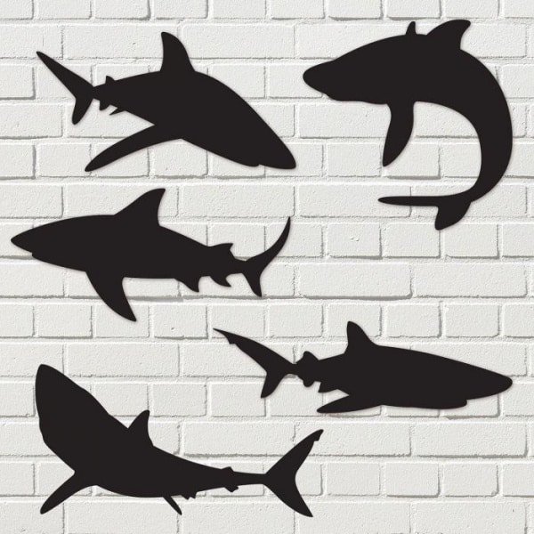 10 x Shark Silhouette Cut-out Party Decorations