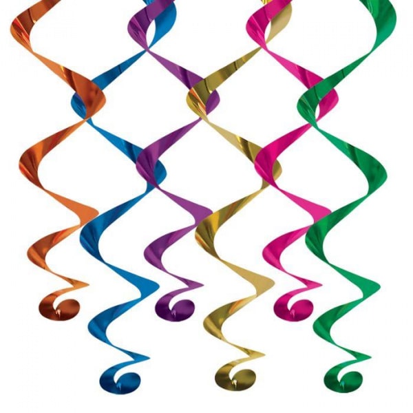 12 x Peace Sign 60's Style Multicoloured Foil Hanging Whirls - 44cm - 81cm