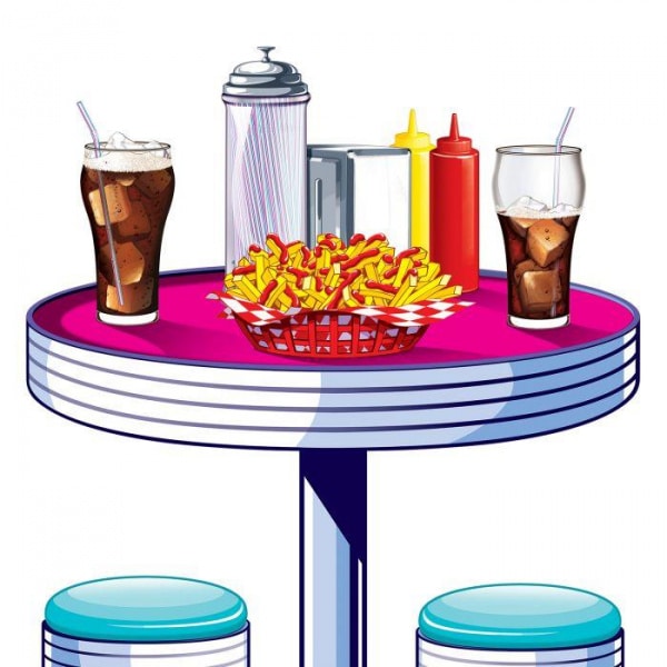 1950's Soda Shop Tables & Stools Insta-theme Cut-out Decorations - 160cm