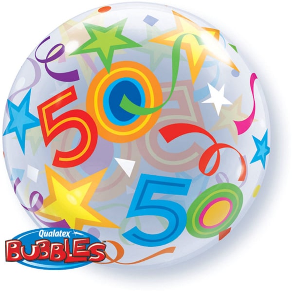 Giant 50th Celebration Confetti Design Qualatex Bubble Balloon - 56cm