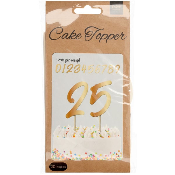 20 x Elegant 15cm Gold Number Cake Toppers