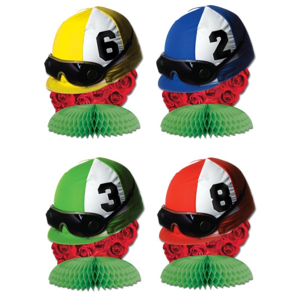 4 X Horse Race Jockey Caps Mini Table Decorations - 11.5cm