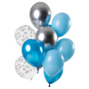 12 x Aquamarine Deluxe Multicoloured Celebration Party Balloons - 30cm
