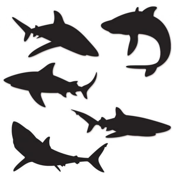 10 x Shark Silhouette Cut-out Party Decorations