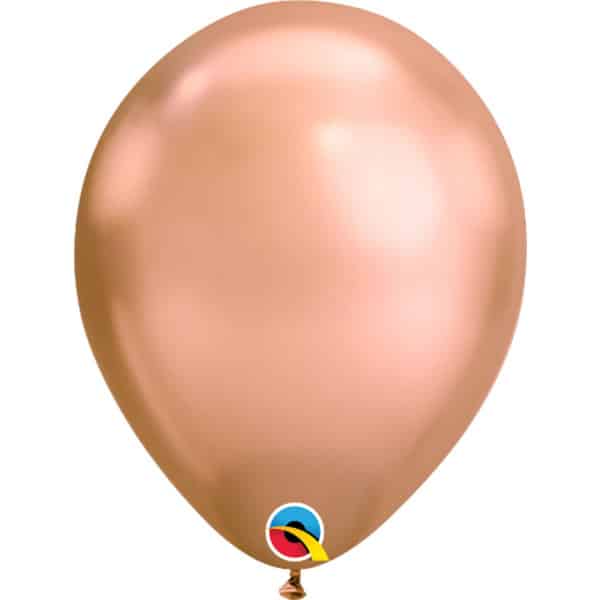 100 x Rose Gold Metallic Deluxe Qualatex Party Balloons - 28cm