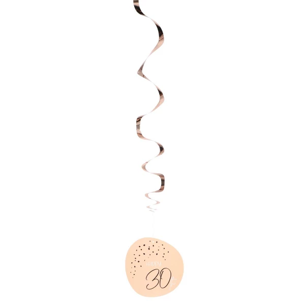 5 x Happy 30th Birthday Elegant Lush Blush Party Whirl Hangers - 75cm