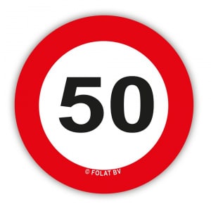 XL 50th Celebration Traffic Sign Table Confetti