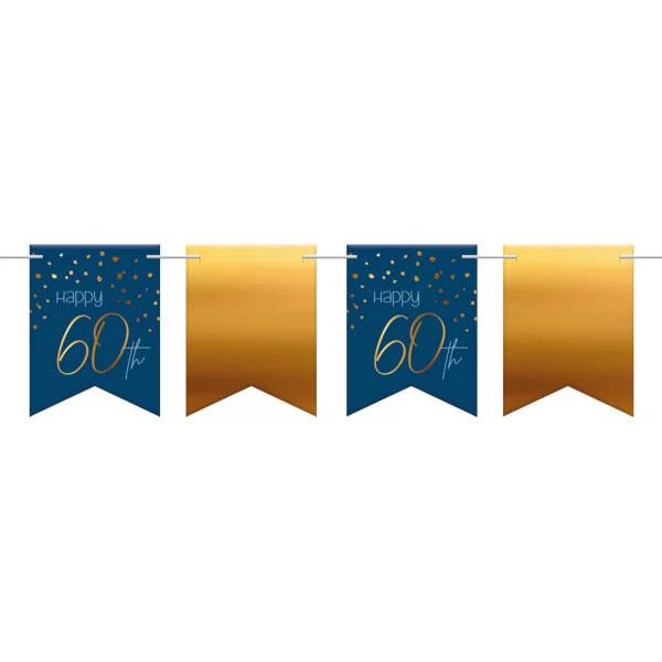 Happy 60th Birthday Bunting Elegant True Blue - 6m