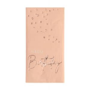 10 x Elegant Lush Blush "Happy Birthday" Pink & Gold Paper Napkins  - 33cm x 33cm