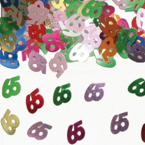 65th Birthday Multicoloured Metallic Table Confetti - 14G