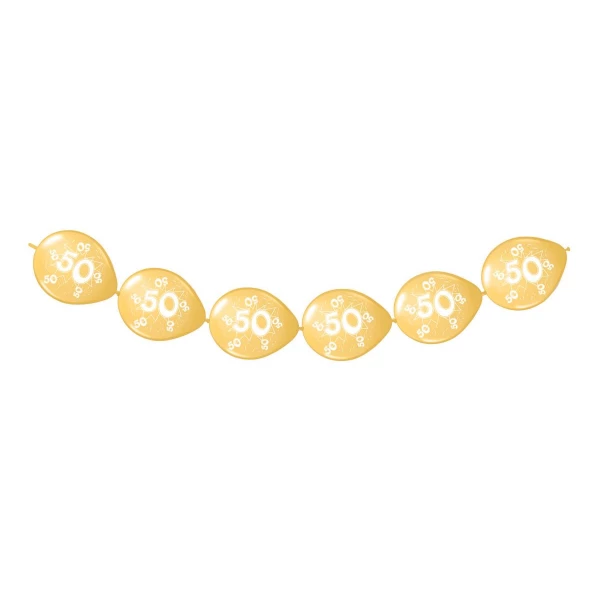 Golden "50" Birthday/Anniversary 8m Balloon Garland - 8 x 25cm Latex Balloons