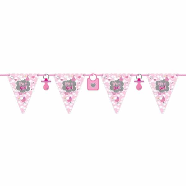 "It's A Girl!" Triangle Flag Celebration Paper Bunting - 6m