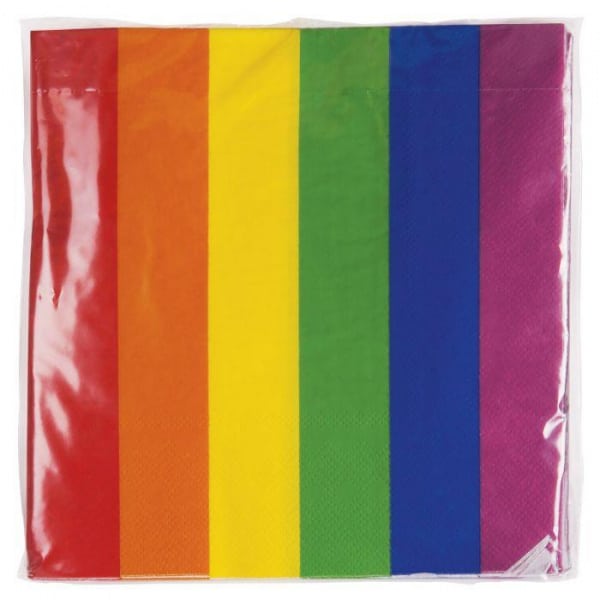 16 x Rainbow Stripes Pride Celebration Party Napkins - 33cm