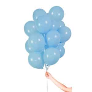 30 x Baby Blue Coloured Quality Latex Balloons with Ribbon - 23cm