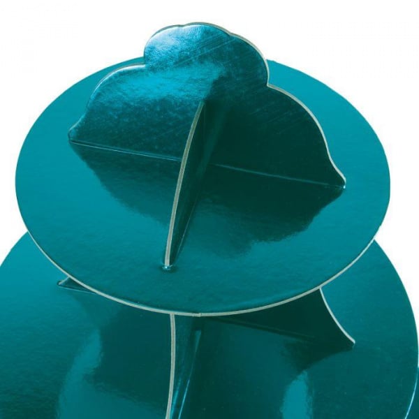 Turquoise Metallic Card Cupcake stand - 34cm