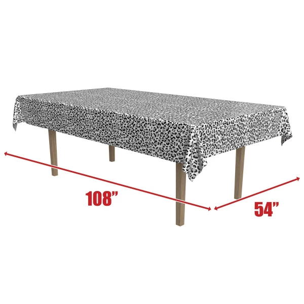 Snow Leopard Print Party Tablecloth - 2.75m X 1.37m