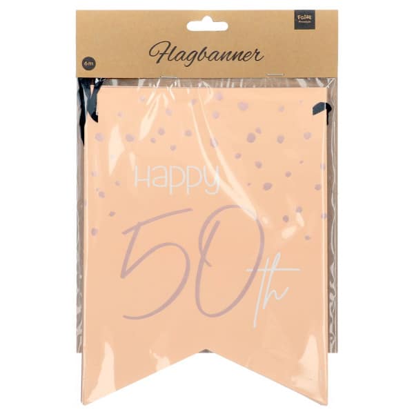 Happy 50th Birthday Bunting Elegant Lush Blush - 6m