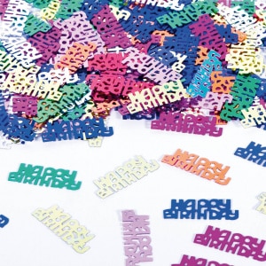 Happy Birthday Multicoloured Metallic Table Confetti - 14G