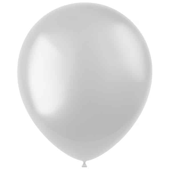 100 x Radiant Pearl White Deluxe Metallic Party Balloons - 33cm