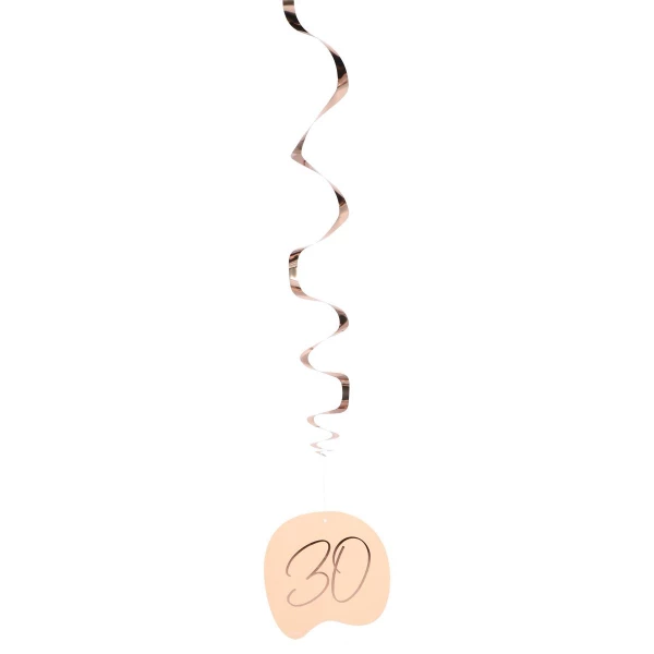 5 x Happy 30th Birthday Elegant Lush Blush Party Whirl Hangers - 75cm