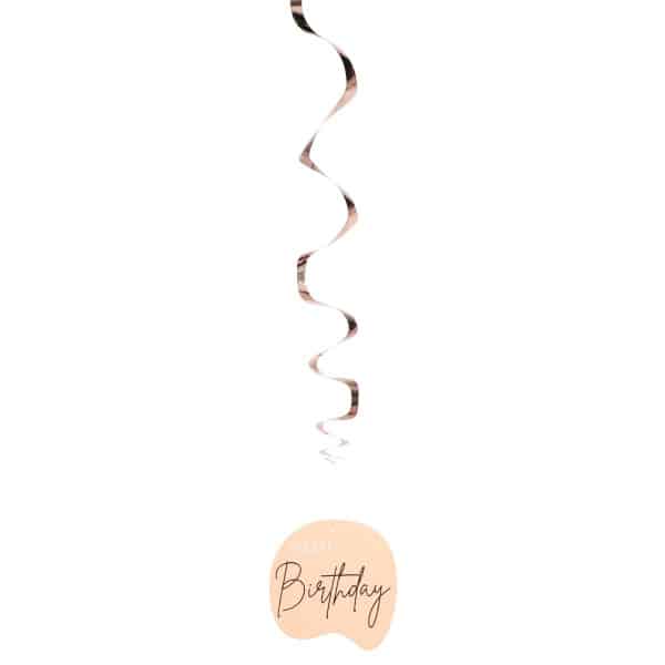 5 x Happy Birthday Elegant Lush Blush Party Whirl Hangers - 75cm