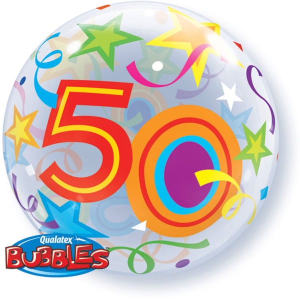 Giant 50th Celebration Confetti Design Qualatex Bubble Balloon - 56cm