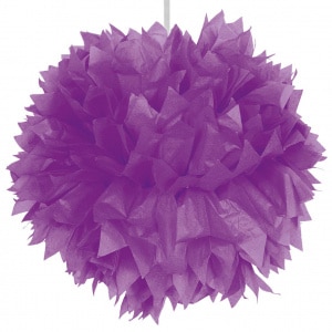 Large Tissue Purple Pompom Decoration - 30cm