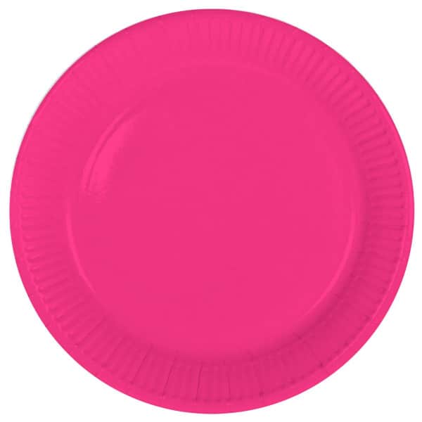 8 x Vivid Hot Pink Paper Party Plates - 23cm