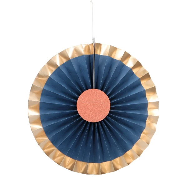 3 x Toning Honeycomb Concertina Paper Fans Elegant True Blue - 25cm-35cm