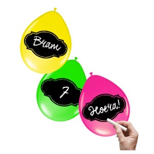 6 x Neon Colours Writable Latex Balloons - 30cm