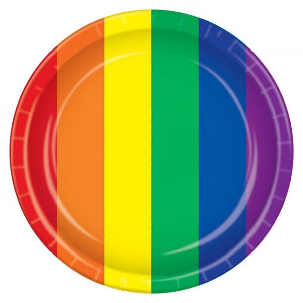 8 x Rainbow Stripes Disposable Paper Plates