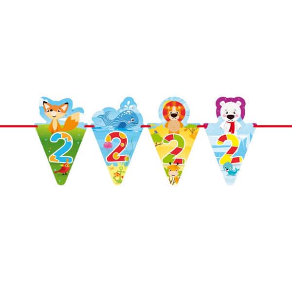 2nd Birthday Cute Animal Flag Bunting - 6m