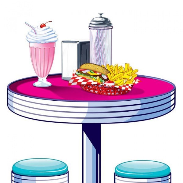 1950's Soda Shop Tables & Stools Insta-theme Cut-out Decorations - 160cm