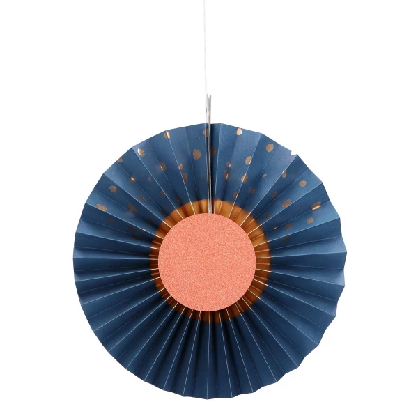 3 x Toning Honeycomb Concertina Paper Fans Elegant True Blue - 25cm-35cm