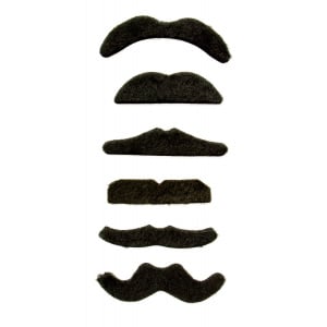6 x Assorted Black Moustaches For Fancy Dress